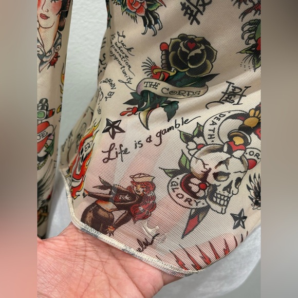 Ed Hardy Multicolor Tattoo Graphic Long Sleeve Tee - Picture 5 of 9